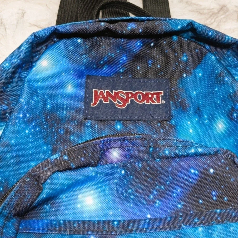 JanSport Mini Backpack Blue & Black Galaxy Starfield Print Half Pint